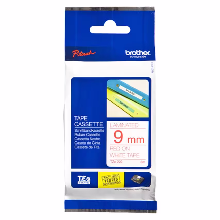 Brother P-touch Paper Bro 9MM Gloss TZ Red on White Tape