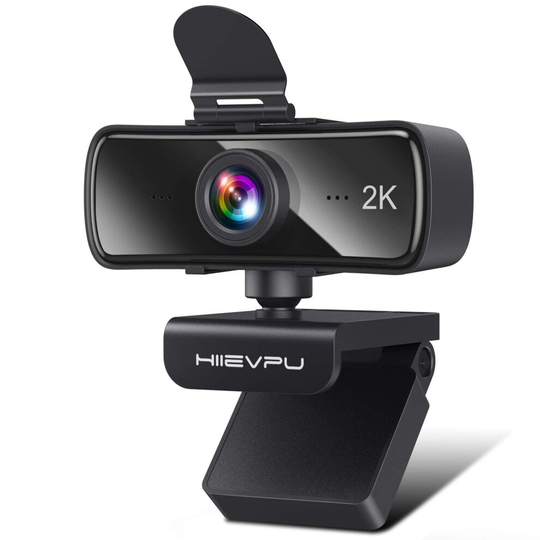2K Webcam with Microphone for PC & Laptop, Hiievpu USB Webcam with Privacy Cover, Plug and Play, Suitable for Streaming/Gaming/Video Conferencing & Zo