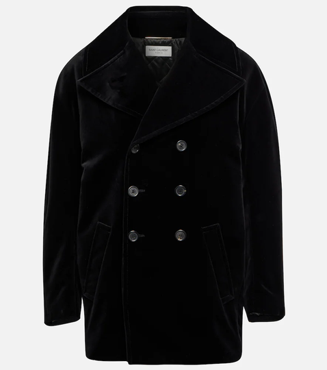 Double-breasted velvet jacket