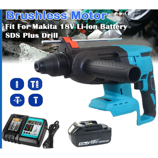 18V Rotary hammer drill SDS+Battery+Charger-Makita Battery Compatible