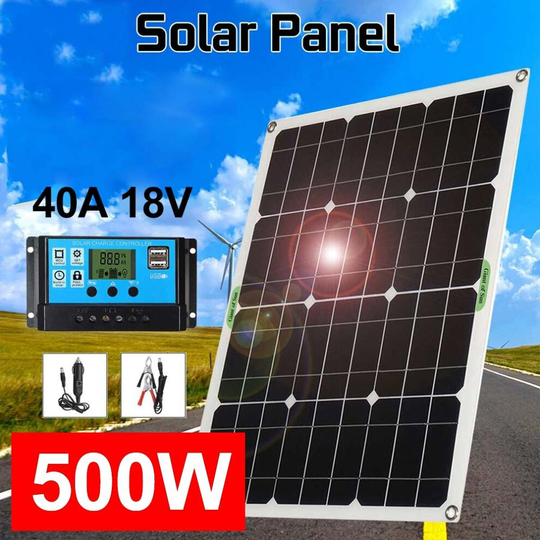 500W Solar Panel Kit 18V Battery Charger 40A Controller Caravan RV Boat Camping