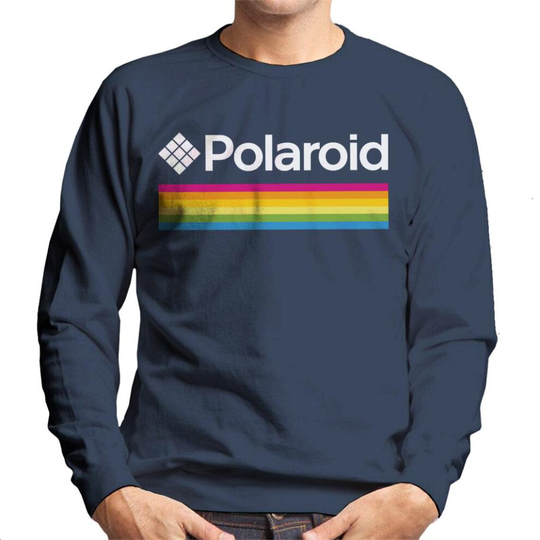 (X-Large, Navy Blue) Polaroid Spectrum Logo Men's Sweatshirt