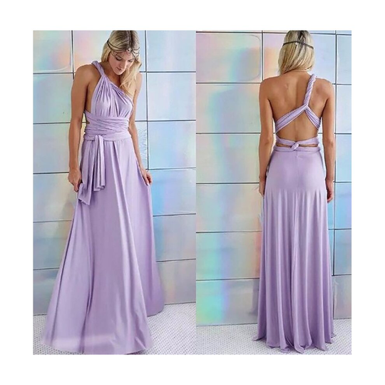 (4. Lilac, XL/UK 14-16) Women's Evening Multi Way Wrap Bridesmaid Formal Long Maxi Dress