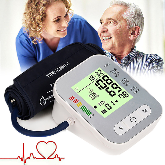 Digital Upper Arm Blood Pressure Monitor Meter Intelligent 198 Memory with Cuff