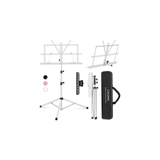 CAHAYA Sheet Music Stand Metal Portable with Carrying Bag, Sheet Music Folder, Projector Stand, Portable Podium Stand, Laptop Stand White, CY0204-2