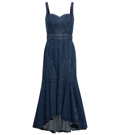 Flared denim midi dress