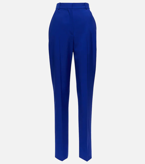 High-rise pleated wool pants