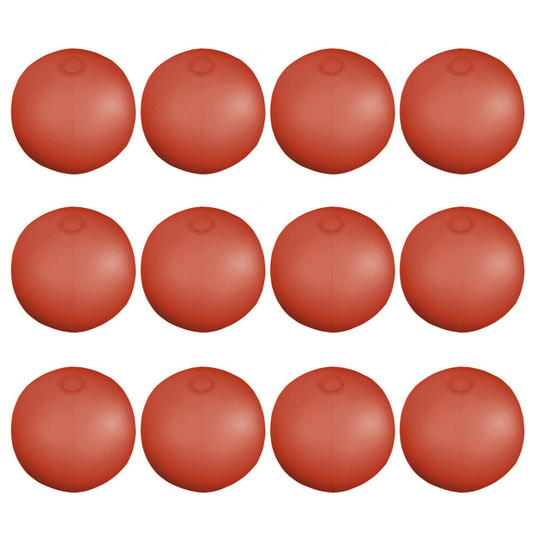 (Red) Pack of 12 Translucent Inflatable Blow Up Beach Ball Toy
