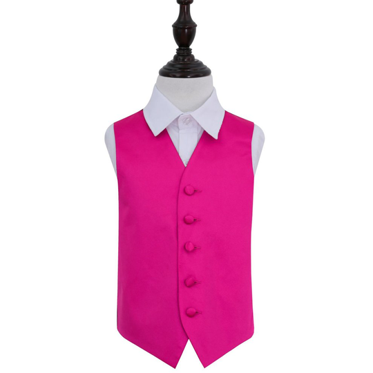 Hot Pink Plain Satin Wedding Waistcoat for Boys 34'