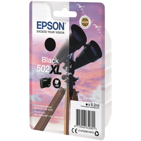 Epson Epson 502XL Binoculars Black High Yield Ink Cartridge 9ml - C13T02W14010