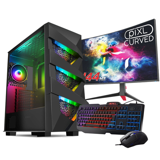 NOX Gaming PC Vengeance + 24" IPS Monitor Bundle I5 3470 GTX 1050 TI 16GB 2TB
