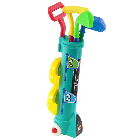 The Magic Toy Shop Childs Junior Golf Caddy Set Balls Clubs Trolley Kids Outdoor Garden Game Toy