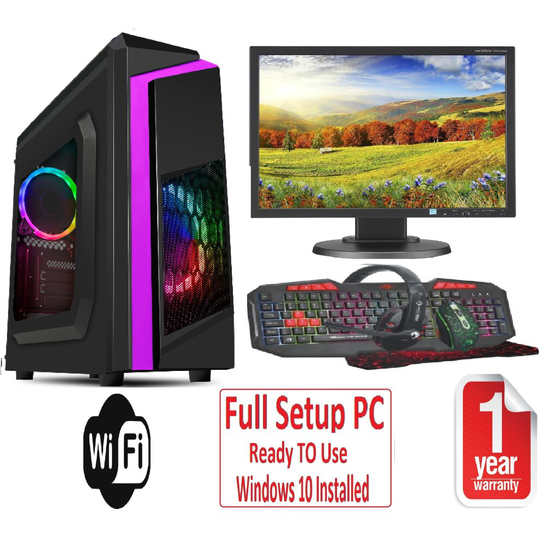 Fast Gaming PC Bundle Intel QuadCore i5 16GB RAM 1TB Windows 10 2GB GT710 F3 Rainbow