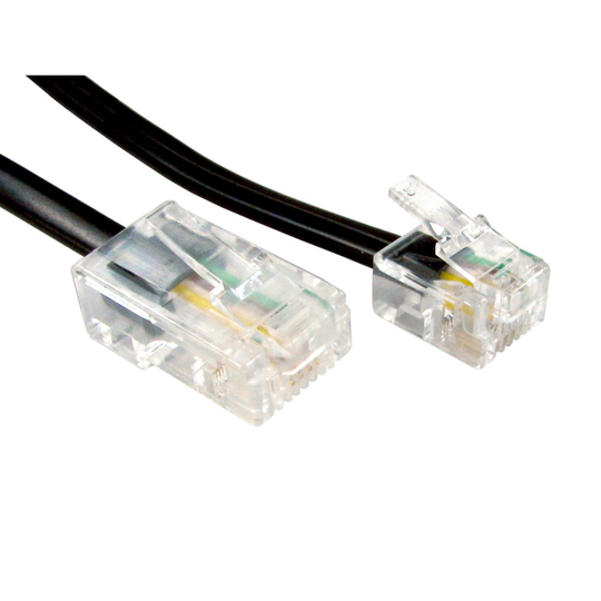 kenable RJ11 Male Plug to 4 wire RJ45 Male Plug Flat Cable Lead 1m BLACK