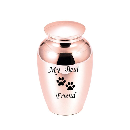 Heart Shaped Paw Printed Keepsake Cremation Urn Metal Memorial Pet Dog Cat Urns Ash Casket Screw Cover Larger than 70x45mm
