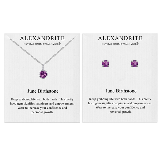 June (Alexandrite) Birthstone Necklace & Earrings Set Created with Swarovski Crystals