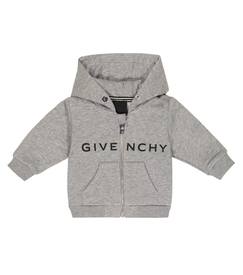 Baby logo cotton jersey zip-up hoodie