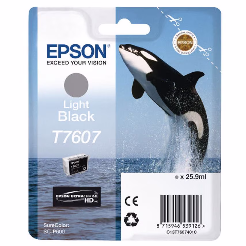 Epson Epson T7607 Killer Whale Light Black Standard Capacity Ink Cartridge 26ml