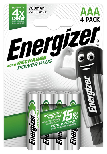 Energizer Rechargeable Power Plus AAA Batteries - Pack of 4