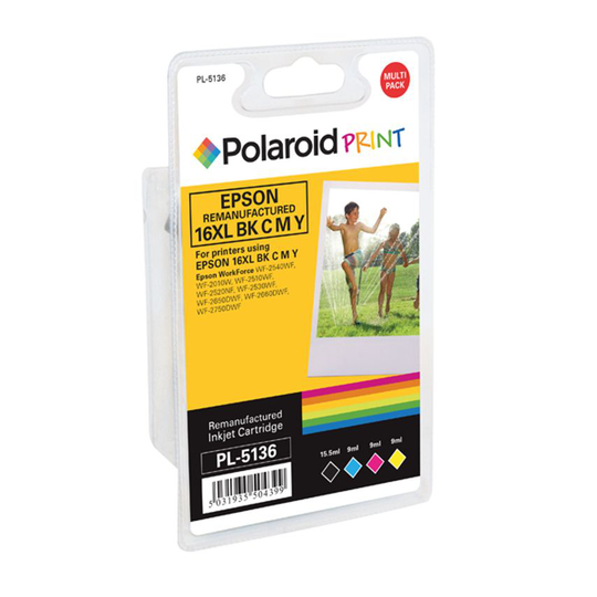 Polaroid Epson 16XL Remanufactured Inkjet Cartridge KCMY (Pack of 4) T163640-COM