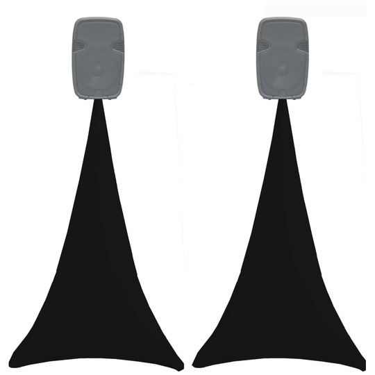(Black ) 25 colors: pair of ingle sided spandex lycra speaker stand scrim / dj tripod cover