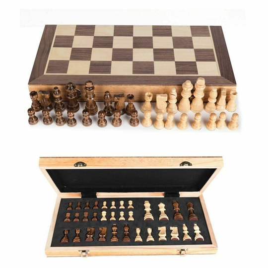 Large Chess Wooden Set Folding Chessboard Magnetic Pieces Wood Board